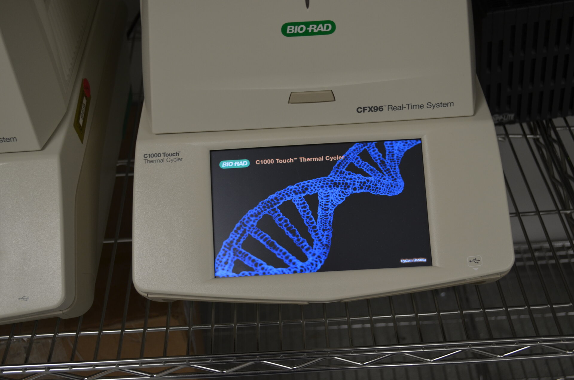 A PCR thermocycler in a USFWS genetics lab — the machine that amplifies eDNA from environmental water samples.
